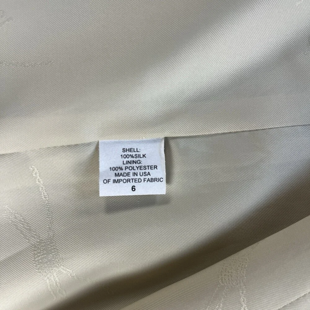 Vintage Orvis Silk Blazer 6 Womens Beige Open Front Coat USA Made
